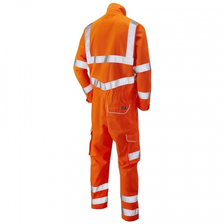 Leo Workwear CV01-O Molland Hi Vis Coverall ISO 20471 Class 3 Polyester Cotton Orange